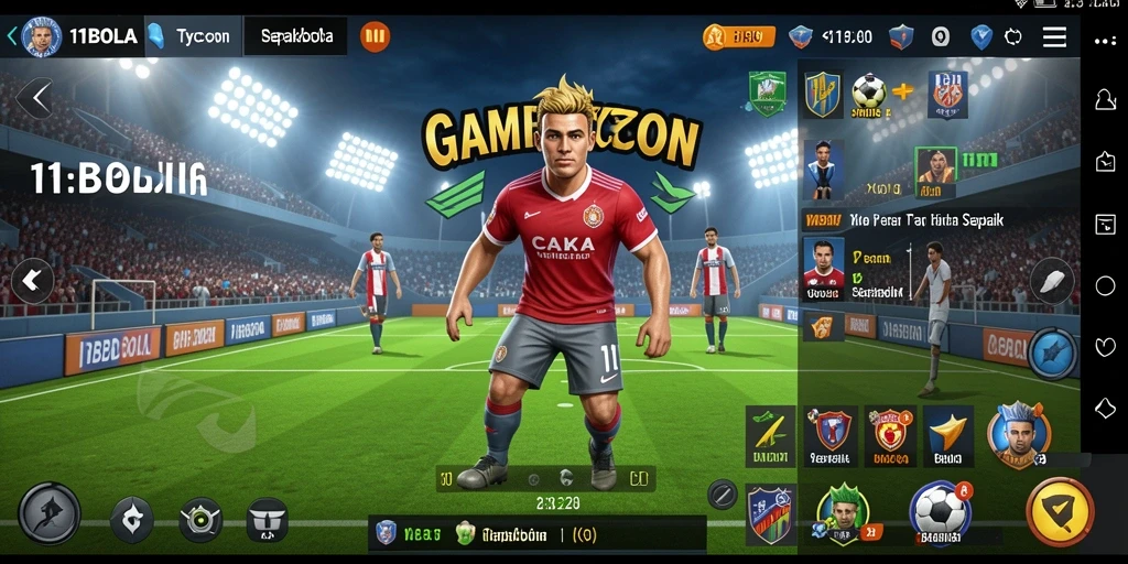 Screenshot gameplay 11BOLA menampilkan aksi seru di lapangan.