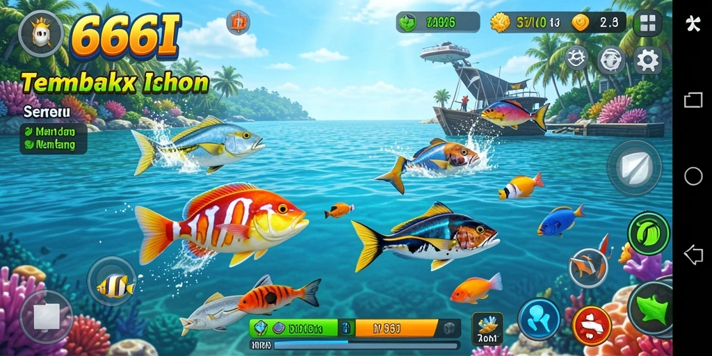 Screenshot utama 666I menampilkan gameplay Tembak Ikan yang seru.