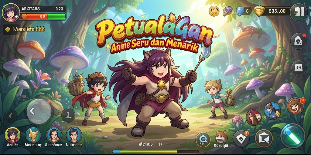 Tampilan gameplay ARISTA88 dengan grafis anime yang menawan.