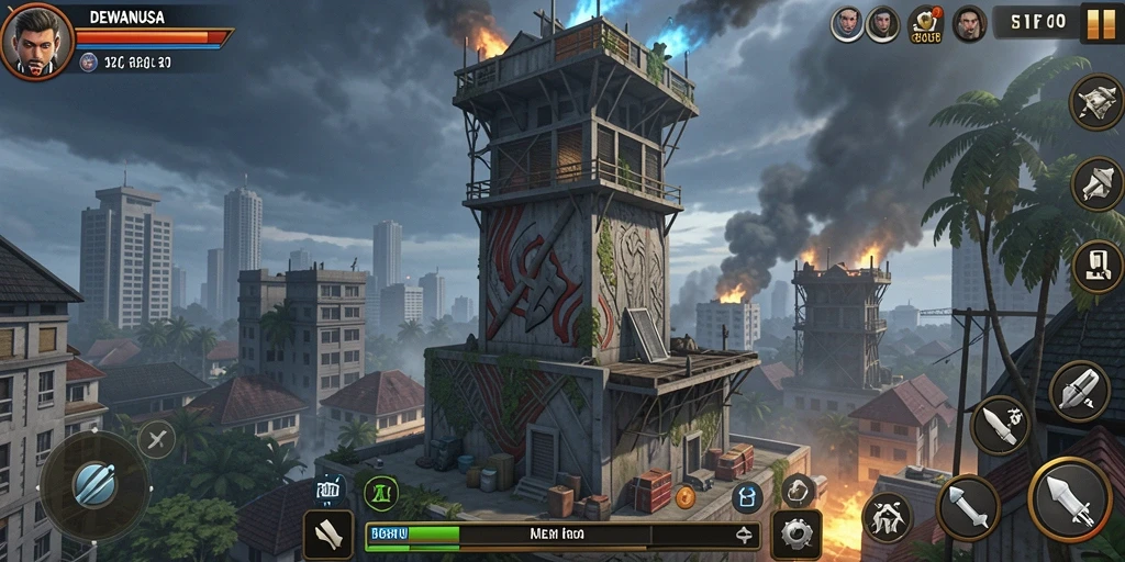 Tampilan menarik dari gameplay Tower Defense DEWANUSA