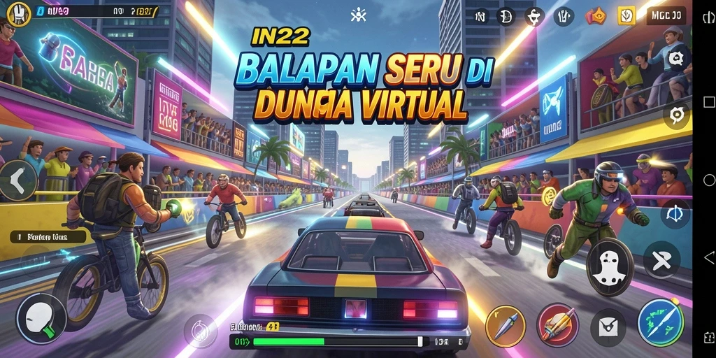 Gameplay balapan menegangkan dari IN22 dengan grafik ciamik.