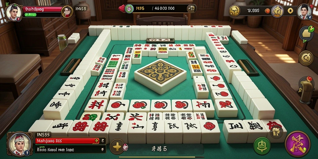 Tampilan gameplay menarik dari INS55, permainan Mahjong yang seru.