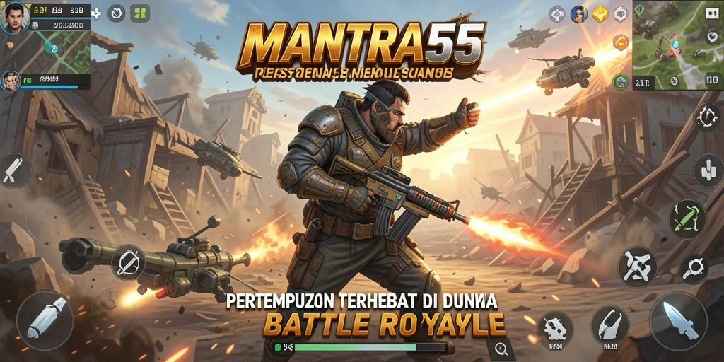 Gameplay seru dan menegangkan dalam MANTRA55 Battle Royale.