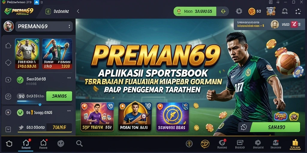 Screenshot gameplay <strong>PREMAN69</strong> yang menampilkan taruhan olahraga langsung.