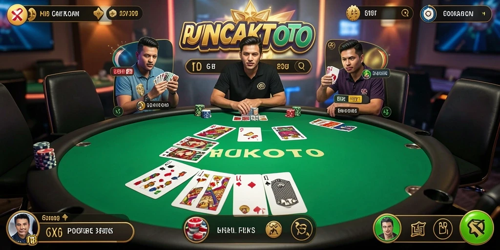 Tampilan menarik gameplay poker di PUNCAKTOTO.