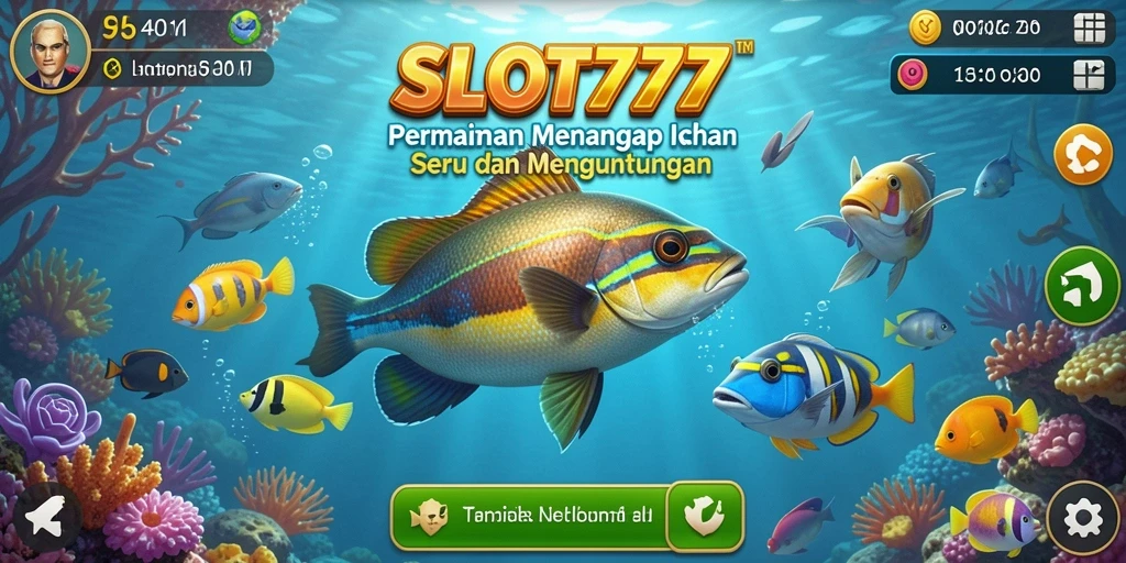 Tampilan gameplay SLOT777 yang menampilkan keseruan menangkap ikan.
