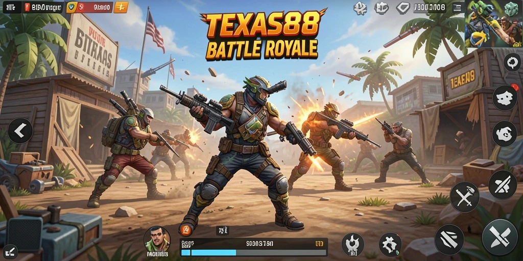 Gameplay seru dari TEXAS88 dalam pertarungan Battle Royale.